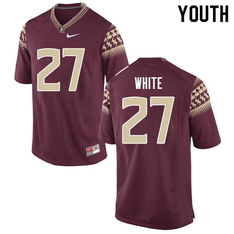 Youth #27 Zaquandre White Florida State Seminoles College Football Jerseys Sale-Garnet - Click Image to Close